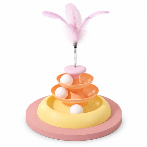 Cat Track Tower Toy - Coral