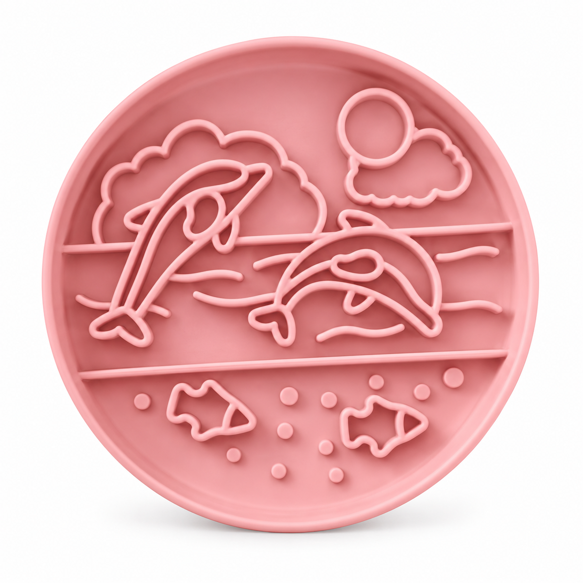 Silicone Slow-Feeder Lick Mat - Dolphins, Blush