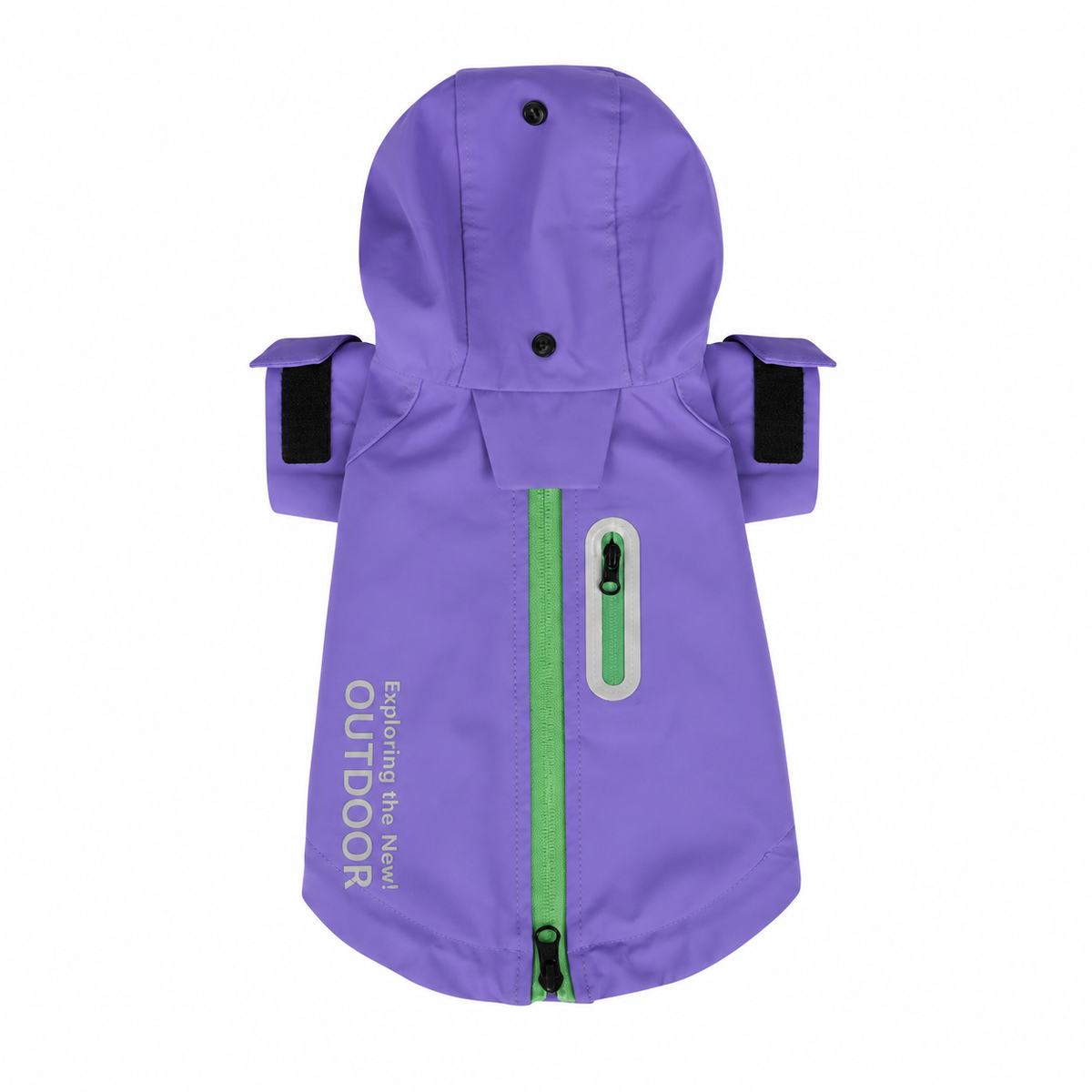 Purple Hooded Dog Raincoat with Reflective Details